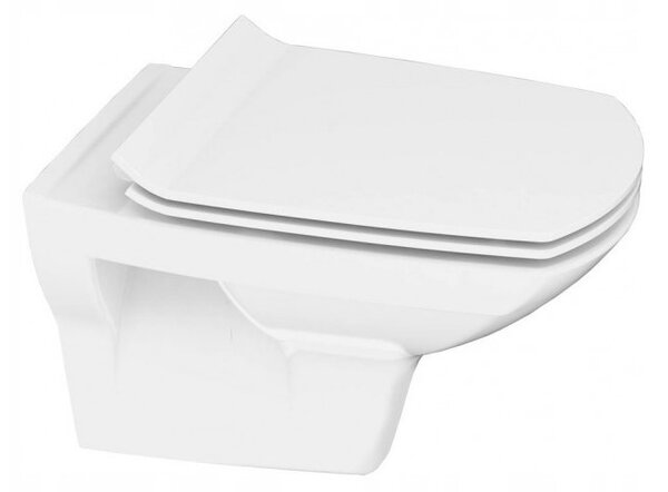 Cersanit Carina, scaun WC antibacterian duroplast cu inchidere lenta, alb, K98-0135