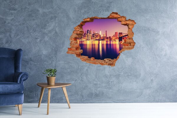 Fototapet 3D gaură în perete New York la amurg