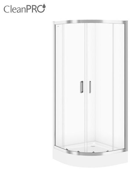 Cersanit Arteco, duș sfert de cerc cu uşă glisantă 90 (uşă) x 90 (uşă) x 190 cm, sticlă transparentă 5 mm, profil cromat, S157-002