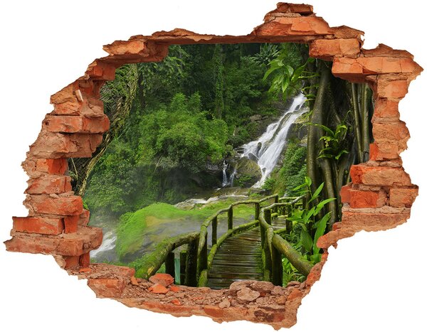 Autocolant de perete gaură 3D Cascada din junglă