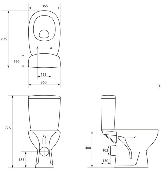 WC Cersanit ARTECO 010 CLEANON cu scaun Soft Close 63,5 x 35,5 cm, K667-069