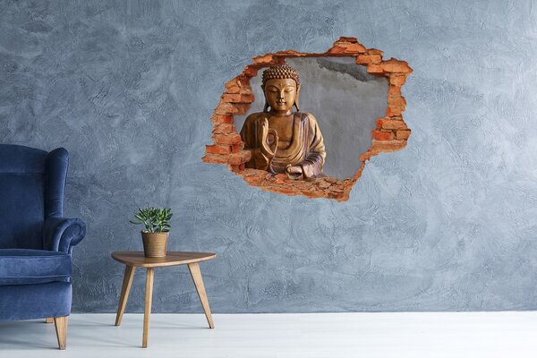 Autocolant 3D gaura cu priveliște Buddha în zidul în ruine