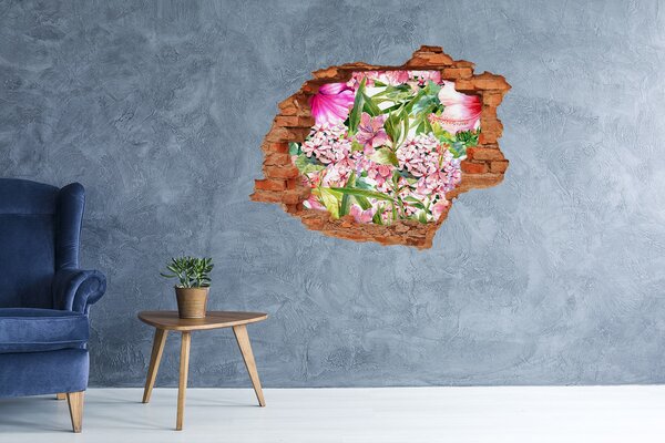 Fototapet 3D gaură în perete Un paradis al florilor în spatele zidurilor