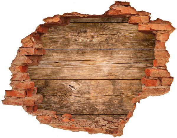 Fototapet 3D gaură în perete fundal de lemn
