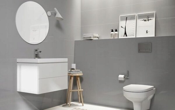 Cersanit City CleanOn, vas suspendat + scaun toaleta antibacterian duroplast, alb, K701-143