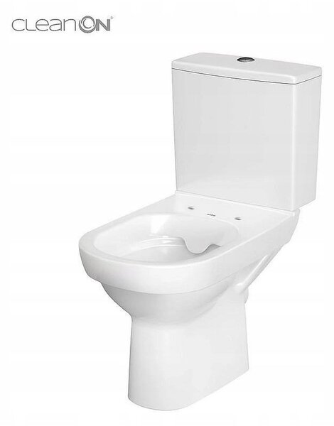 Cersanit CITY - WC combi + scaun antibacterian cu funcție de închidere lentă, deșeuri orizontale, alimentare cu apă din laterala rezervorului, K35-035