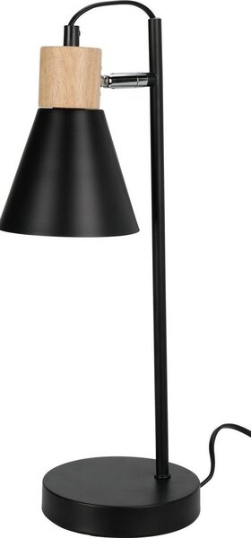 Lampă de masă din metal cu bază din lemn Solanonegru, 14 x 47 cm