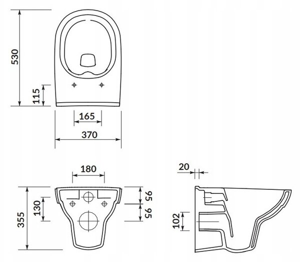 Cersanit City CleanOn, vas WC montat pe perete fără scaun, alb, K35-028
