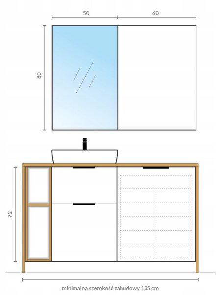 Cersanit City, dulap cu etaj inferior deschis 20x45x72 cm, alb, S584-035-DSM