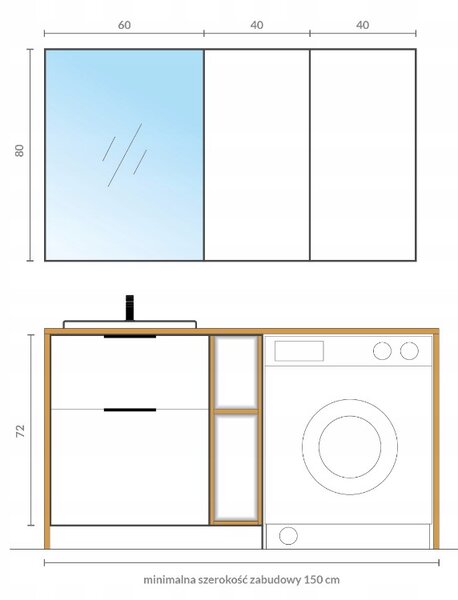 Cersanit City, dulap cu etaj inferior deschis 20x45x72 cm, alb, S584-035-DSM
