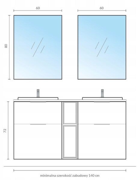 Cersanit City, dulap cu etaj inferior deschis 20x45x72 cm, alb, S584-035-DSM