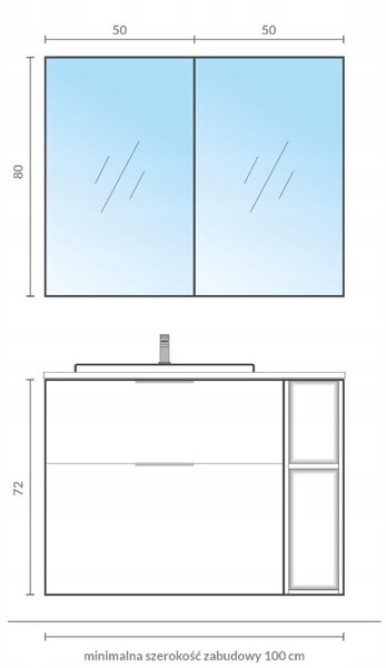 Cersanit City, dulap cu etaj inferior deschis 20x45x72 cm, alb, S584-035-DSM