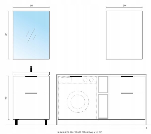 Cersanit City, dulap cu etaj inferior deschis 20x45x72 cm, alb, S584-035-DSM