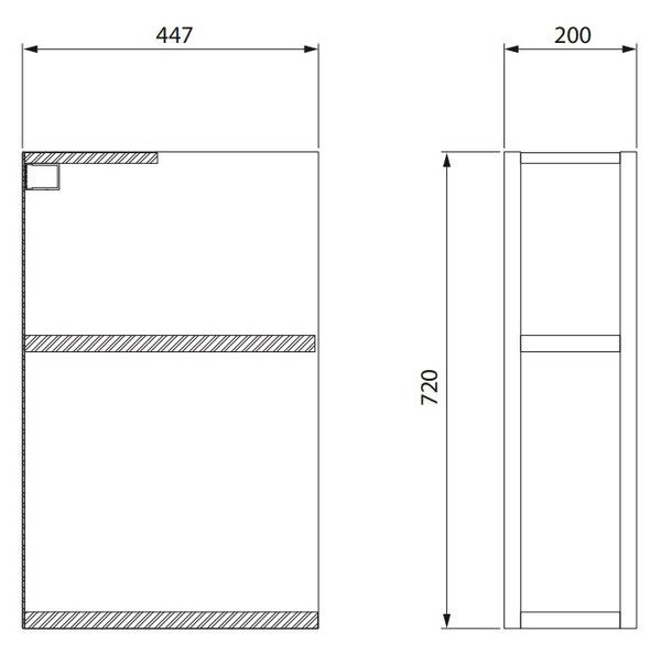Cersanit City, dulap cu etaj inferior deschis 20x45x72 cm, alb, S584-035-DSM