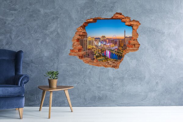 Autocolant 3D gaura cu priveliște Las Vegas noaptea