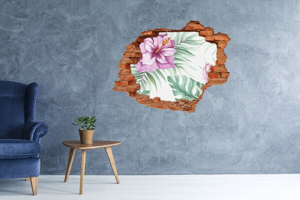 Autocolant gaură 3D Paradis tropical în spatele zidului