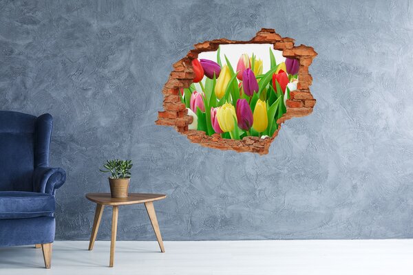 Autocolant gaură 3D Un paradis al florilor cu lalele