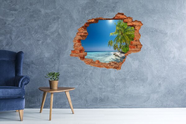 Autocolant un zid spart cu priveliște Plajă tropicală cu palmieri