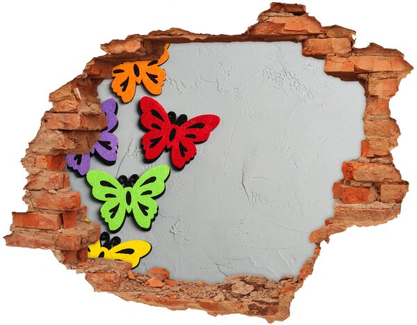 Autocolant un zid spart cu priveliște fluturi colorat