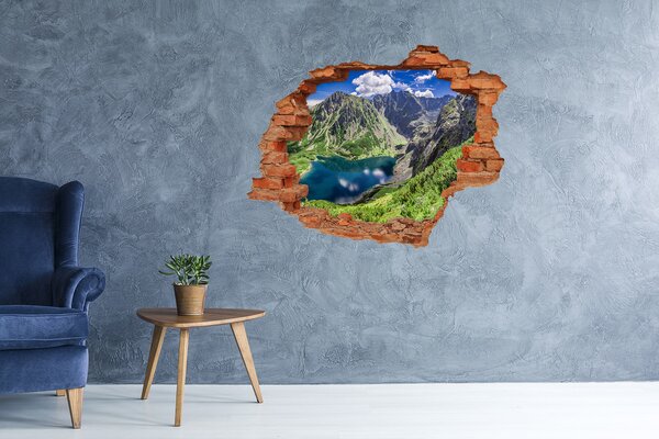 Fototapet 3D gaură în perete Valea de munte cu un lac