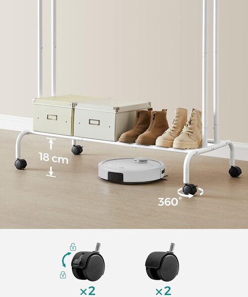 Suport dublu mobil pentru haine HASAR, alb