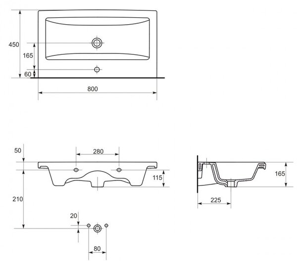 Cersanit COMO - chiuveta dulap 80cm, K32-004-BOX