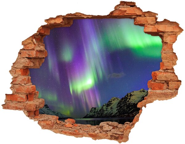 Autocolant de perete gaură 3D Aurora boreala
