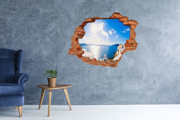 Fototapet 3D gaură în perete Vedere la mare din Grecia