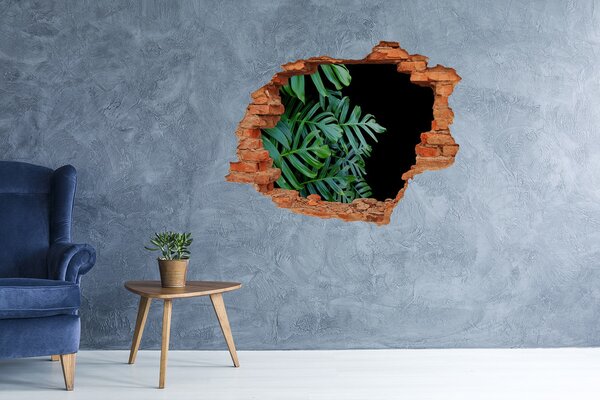 Autocolant 3D gaura cu priveliște Jungla verde din spatele zidului