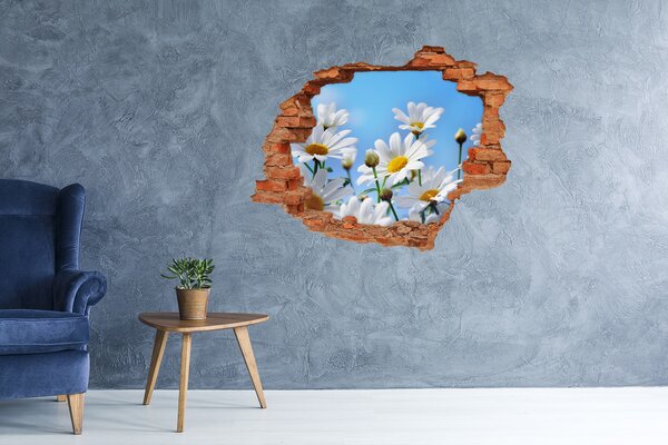 Autocolant gaură 3D Un paradis al florilor în spatele zidului