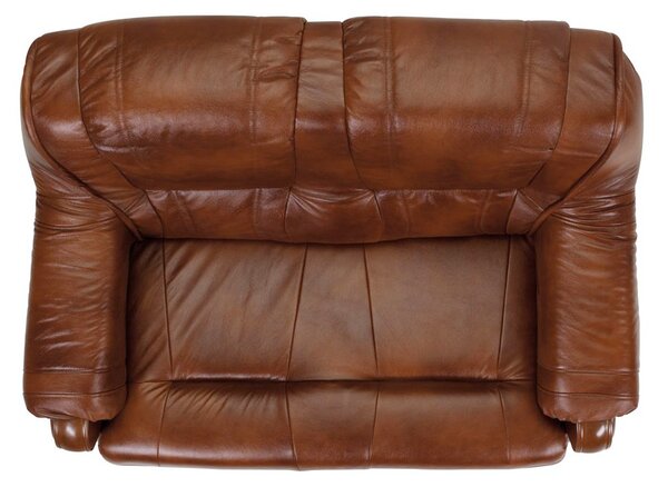 Canapea Parma 2 locuri, maro, piele naturala, 145x96x95 cm