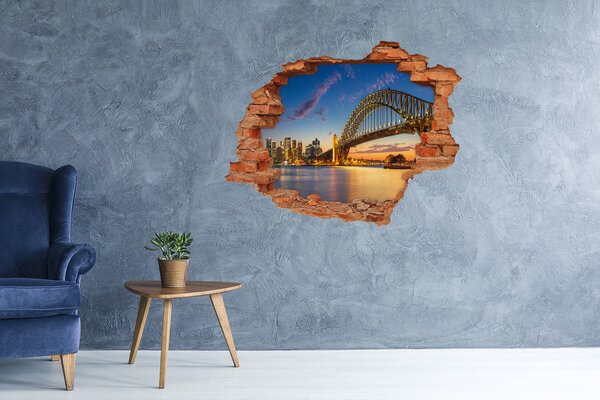 Autocolant un zid spart cu priveliște Podul Sydney la apus