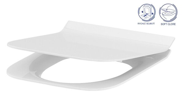 Scaun toaleta Cersanit Crea patrat duroplast / antibacterian, alb, K98-0178