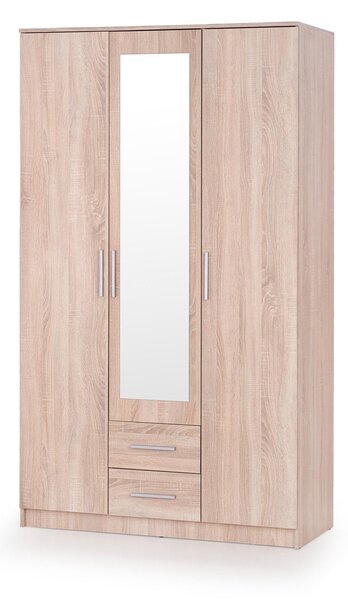 Dulap LIMA S-3, sonoma/oglinda, 120x52x205 cm