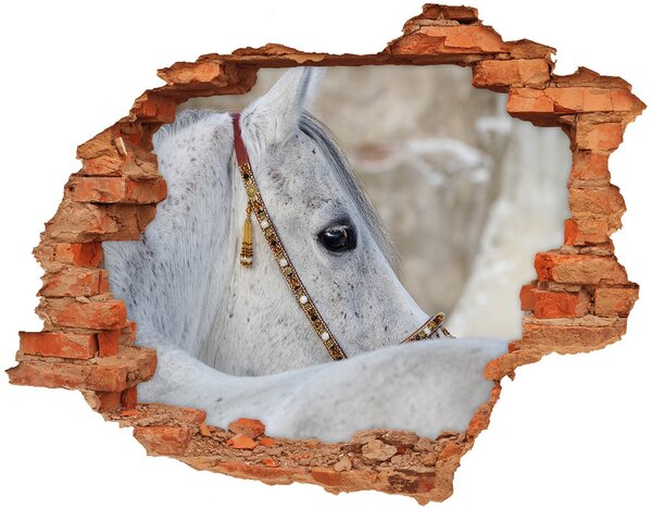 Autocolant gaură 3D cal arab alb