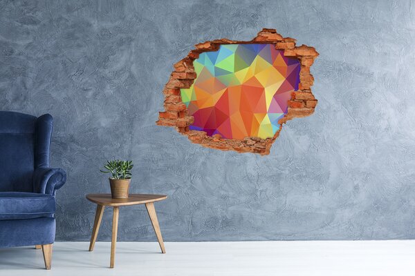 Autocolant de perete gaură 3D Geometrie colorată într-o gaură din perete