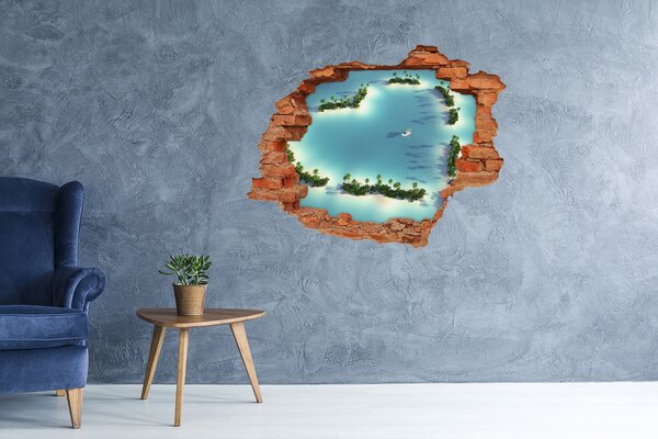 Fototapet 3D gaură în perete O oază tropicală cu vedere la mare