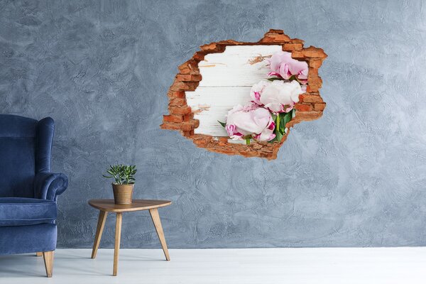 Fototapet 3D gaură în perete Farmec floral într-o gaură de beton