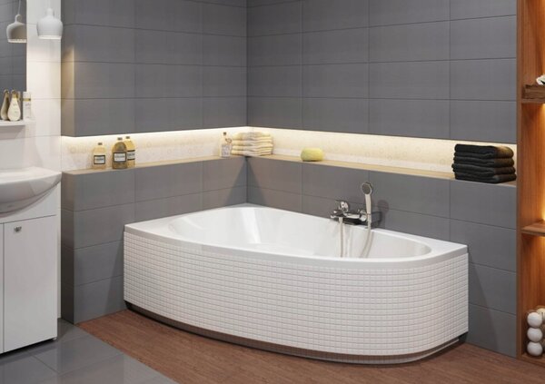Cersanit Joanna Nou, cada colt dreapta 140x90cm, alb, S301-166