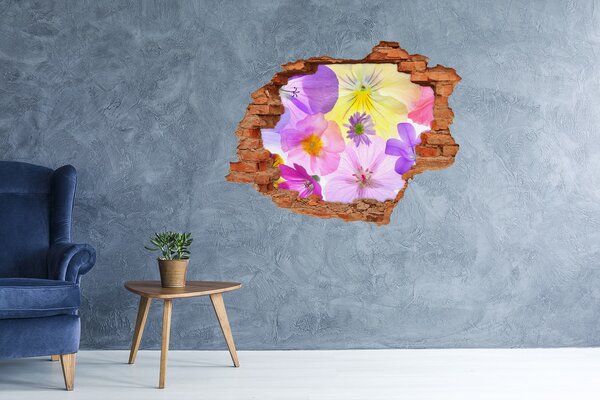 Autocolant un zid spart cu priveliște Paradisul Florilor printr-o gaură în perete