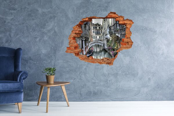 Autocolant 3D gaura cu priveliște Veneția într-o fotografie cu un canal