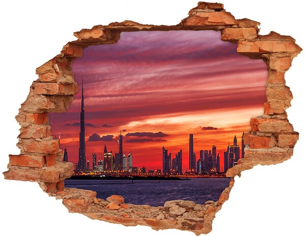 Fototapet un zid spart cu priveliște Sunset Dubai