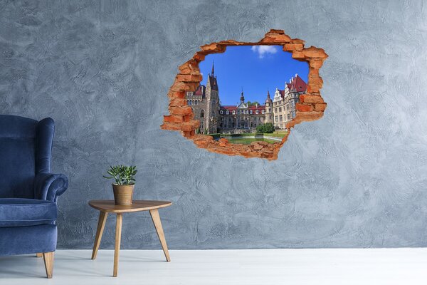 Fototapet 3D gaură în perete Un castel printre verdeață