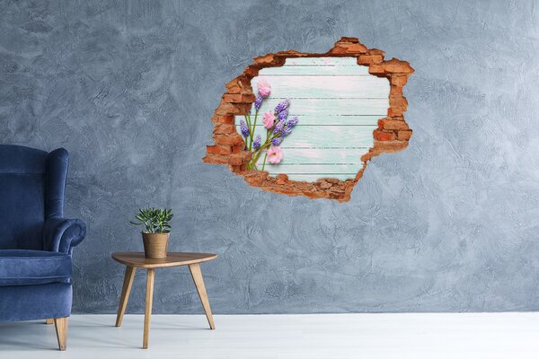 Autocolant de perete gaură 3D Vedere florală prin perete
