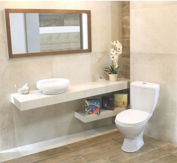 Cersanit Cascade, WC combinat cu flux 3/6l, deșeuri orizontale + scaun polipropilenă, alb, K100-206