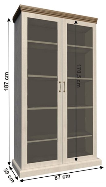 Vitrina living ROYAL WS, PAL melaminat, pin nordic/stejar salbatic, 87x39x187 cm