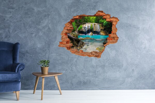 Autocolant gaură 3D O cascadă într-un paradis tropical