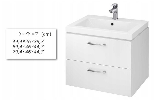 Cersanit Lara Como 80, dulap de perete + chiuveta ceramica, 794x447x460 mm, alb lucios, S801-149-DSM