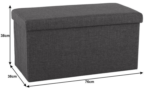 Taburet ORELIA, pliabil, carton dur/material textil, gri, 76x38x38 cm