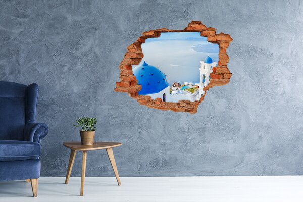 Fototapet 3D gaură în perete Vedere din Santorini